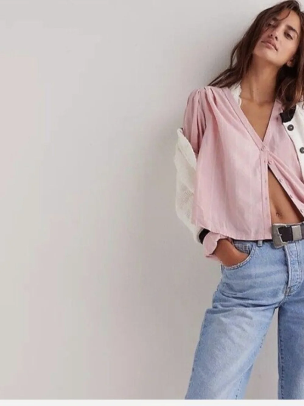 Free People  Free People  Farmhouse Fresh Top Blouse Shirt Striped L Nwt